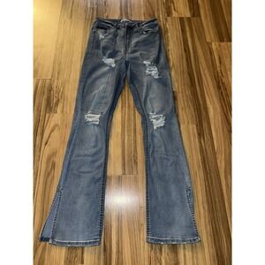 Vanilla Star Women's Sz 8 Flare Jeans 90s Distressed‎ Stretch
